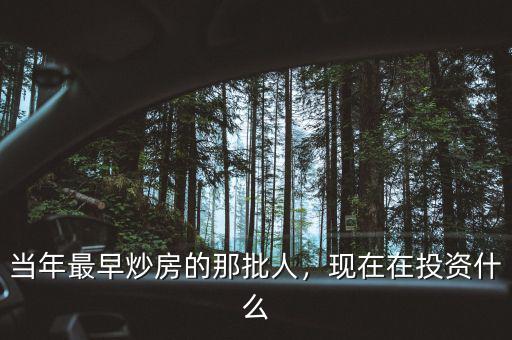 當(dāng)年最早炒房的那批人，現(xiàn)在在投資什么