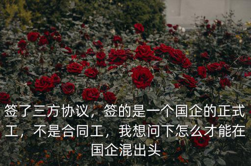 簽了三方協(xié)議，簽的是一個(gè)國(guó)企的正式工，不是合同工，我想問(wèn)下怎么才能在國(guó)企混出頭