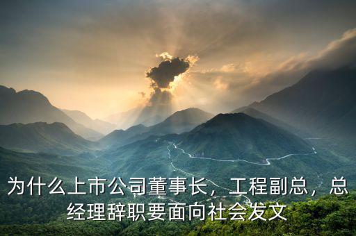 為什么上市公司董事長(zhǎng)，工程副總，總經(jīng)理辭職要面向社會(huì)發(fā)文