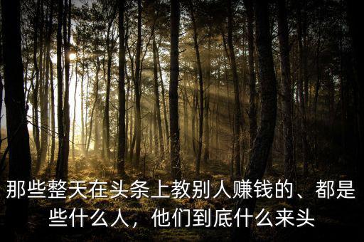 那些整天在頭條上教別人賺錢的、都是些什么人，他們到底什么來頭