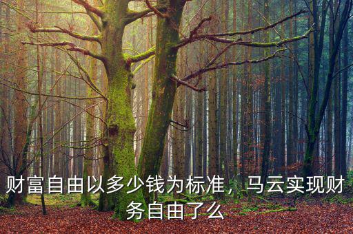 財富自由以多少錢為標(biāo)準(zhǔn)，馬云實現(xiàn)財務(wù)自由了么