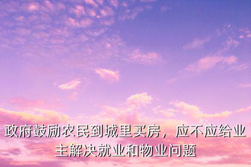 政府鼓勵農(nóng)民到城里買房，應不應給業(yè)主解決就業(yè)和物業(yè)問題