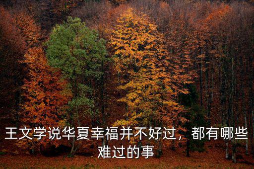 王文學(xué)說華夏幸福并不好過，都有哪些難過的事