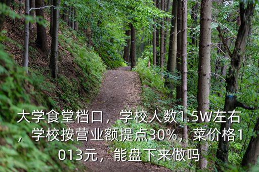 大學(xué)食堂檔口，學(xué)校人數(shù)1.5W左右，學(xué)校按營(yíng)業(yè)額提點(diǎn)30%，菜價(jià)格1013元，能盤下來(lái)做嗎