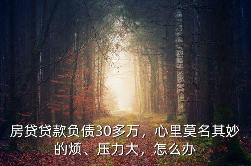 房貸貸款負(fù)債30多萬，心里莫名其妙的煩、壓力大，怎么辦