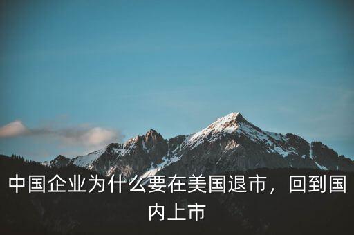 中國(guó)企業(yè)為什么要在美國(guó)退市，回到國(guó)內(nèi)上市