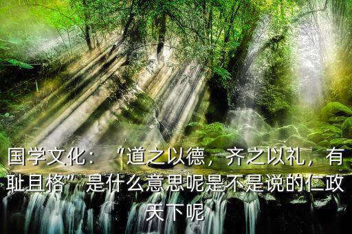 國學(xué)文化：“道之以德，齊之以禮，有恥且格”是什么意思呢是不是說的仁政天下呢