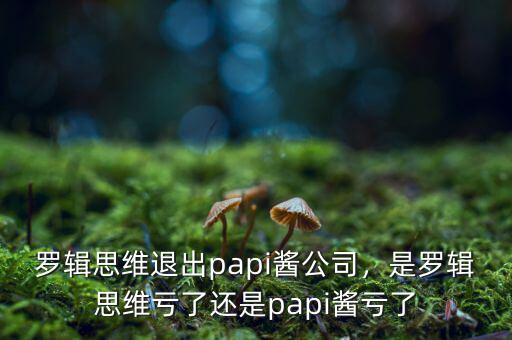 羅輯思維退出papi醬公司，是羅輯思維虧了還是papi醬虧了