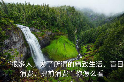 “很多人，為了所謂的精致生活，盲目消費，提前消費”你怎么看