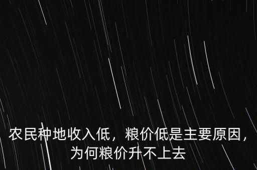 農(nóng)民種地收入低，糧價低是主要原因，為何糧價升不上去
