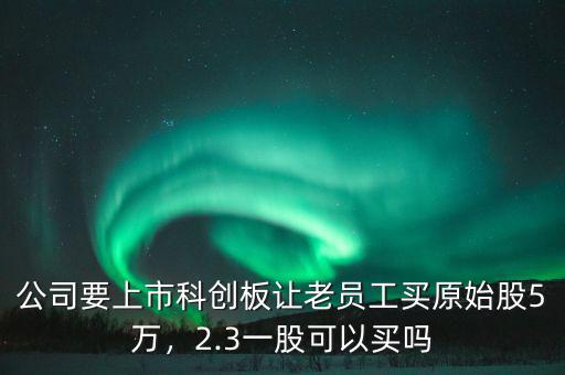 公司要上市科創(chuàng)板讓老員工買原始股5萬，2.3一股可以買嗎