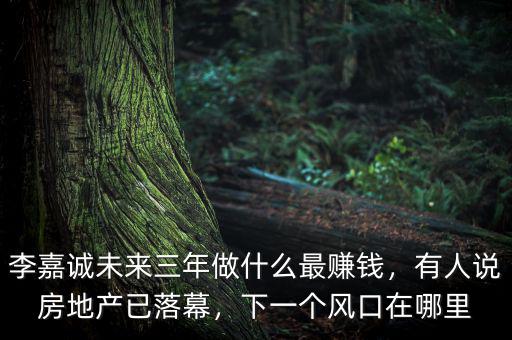 李嘉誠未來三年做什么最賺錢，有人說房地產(chǎn)已落幕，下一個風(fēng)口在哪里