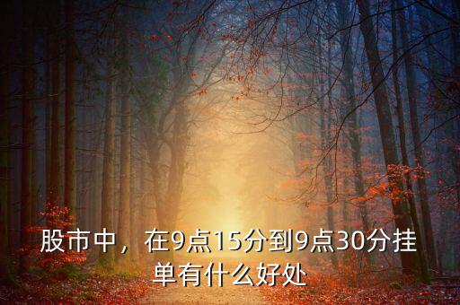 股市中，在9點(diǎn)15分到9點(diǎn)30分掛單有什么好處