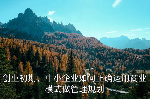 創(chuàng)業(yè)初期，中小企業(yè)如何正確運用商業(yè)模式做管理規(guī)劃