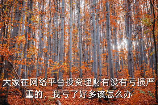 大家在網(wǎng)絡(luò)平臺(tái)投資理財(cái)有沒有虧損嚴(yán)重的，我虧了好多該怎么辦