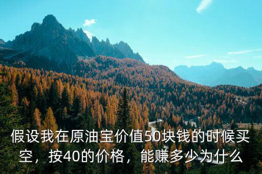 假設(shè)我在原油寶價(jià)值50塊錢的時(shí)候買空，按40的價(jià)格，能賺多少為什么