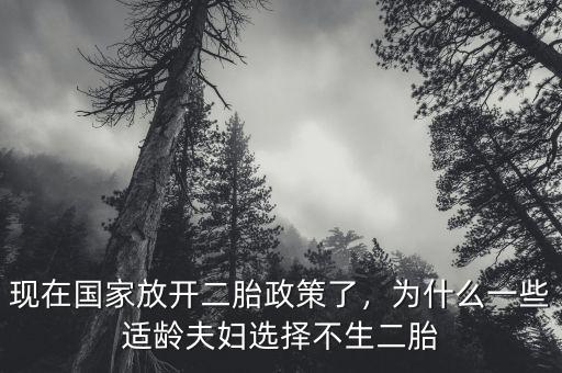 現(xiàn)在國(guó)家放開二胎政策了，為什么一些適齡夫婦選擇不生二胎