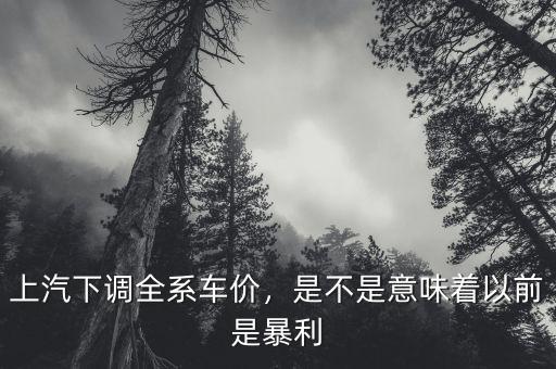 上汽下調(diào)全系車(chē)價(jià)，是不是意味著以前是暴利