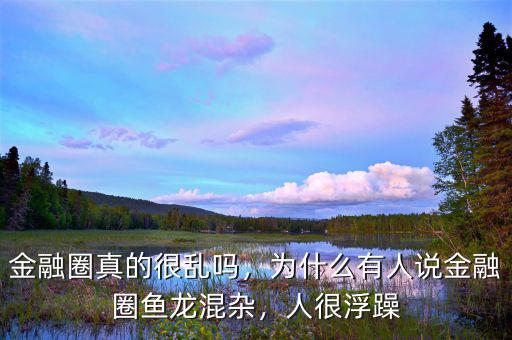 金融圈真的很亂嗎，為什么有人說(shuō)金融圈魚(yú)龍混雜，人很浮躁