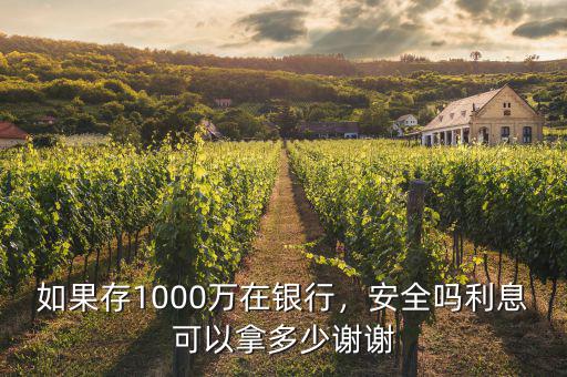 如果存1000萬在銀行，安全嗎利息可以拿多少謝謝