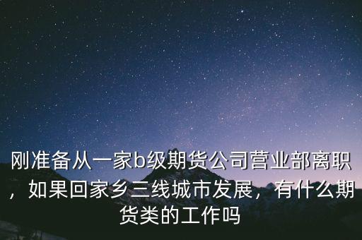剛準備從一家b級期貨公司營業(yè)部離職，如果回家鄉(xiāng)三線城市發(fā)展，有什么期貨類的工作嗎