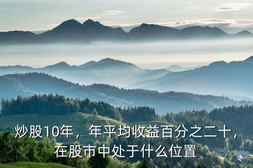 炒股10年，年平均收益百分之二十，在股市中處于什么位置