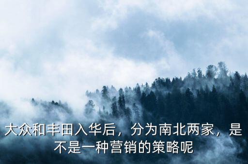 大眾和豐田入華后，分為南北兩家，是不是一種營銷的策略呢