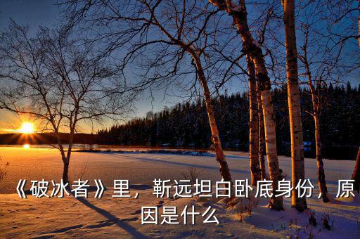 《破冰者》里，靳遠(yuǎn)坦白臥底身份，原因是什么