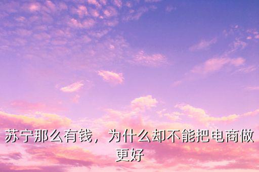 蘇寧那么有錢，為什么卻不能把電商做更好