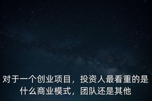 對于一個創(chuàng)業(yè)項(xiàng)目，投資人最看重的是什么商業(yè)模式，團(tuán)隊(duì)還是其他
