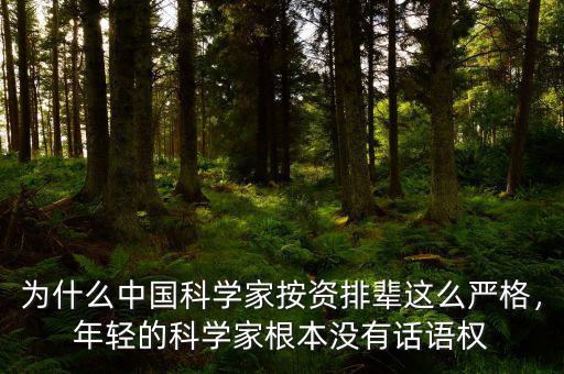 為什么中國科學(xué)家按資排輩這么嚴(yán)格，年輕的科學(xué)家根本沒有話語權(quán)
