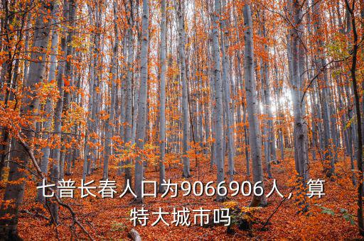 七普長春人口為9066906人，算特大城市嗎