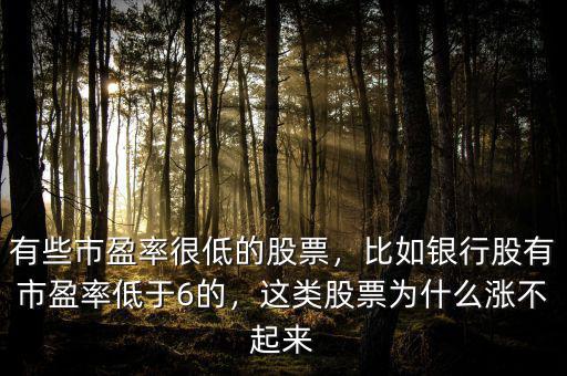 有些市盈率很低的股票，比如銀行股有市盈率低于6的，這類股票為什么漲不起來