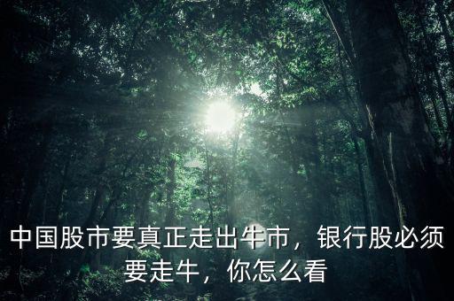 中國股市要真正走出牛市，銀行股必須要走牛，你怎么看