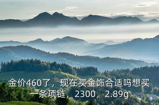 金價(jià)460了，現(xiàn)在買金飾合適嗎想買一條項(xiàng)鏈，2300，2.89g