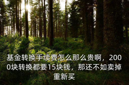 基金轉(zhuǎn)換手續(xù)費怎么那么貴啊，2000塊轉(zhuǎn)換都要15塊錢，那還不如賣掉重新買
