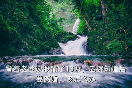 背著老婆炒股輸了13萬，老婆知道后要離婚，該怎么辦