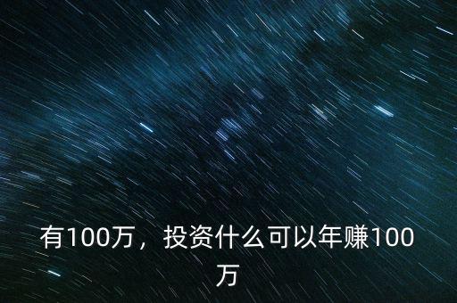 有100萬(wàn)，投資什么可以年賺100萬(wàn)