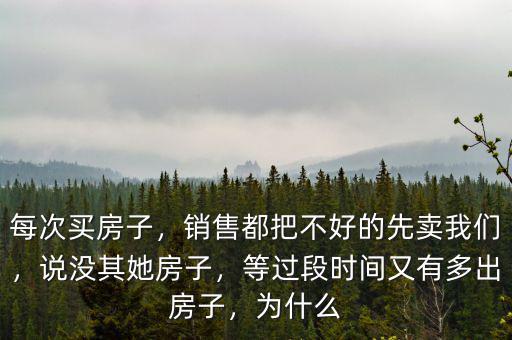 每次買房子，銷售都把不好的先賣我們，說沒其她房子，等過段時(shí)間又有多出房子，為什么
