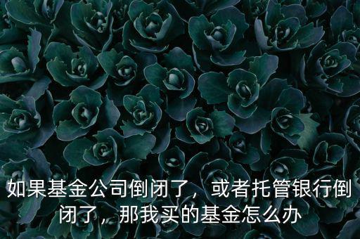 如果基金公司倒閉了，或者托管銀行倒閉了，那我買的基金怎么辦