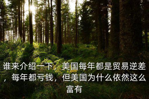 誰來介紹一下，美國每年都是貿易逆差，每年都虧錢，但美國為什么依然這么富有