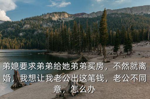 弟媳要求弟弟給她弟弟買房，不然就離婚，我想讓我老公出這筆錢，老公不同意，怎么辦
