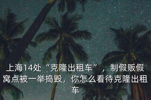 上海14處“克隆出租車”，制假販假窩點(diǎn)被一舉搗毀，你怎么看待克隆出租車