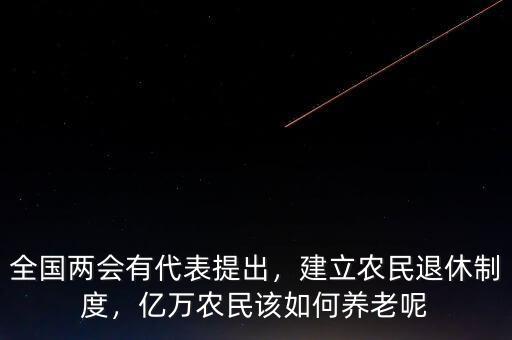 全國(guó)兩會(huì)有代表提出，建立農(nóng)民退休制度，億萬農(nóng)民該如何養(yǎng)老呢