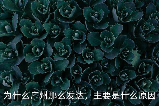 為什么廣州那么發(fā)達，主要是什么原因