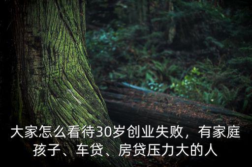 大家怎么看待30歲創(chuàng)業(yè)失敗，有家庭孩子、車貸、房貸壓力大的人