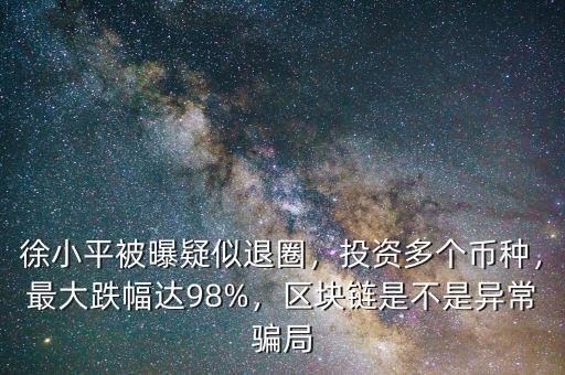 徐小平被曝疑似退圈，投資多個(gè)幣種，最大跌幅達(dá)98%，區(qū)塊鏈?zhǔn)遣皇钱惓ｒ_局