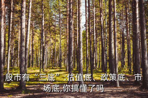 股市有“三底”:估值底、政策底、市場(chǎng)底,你搞懂了嗎