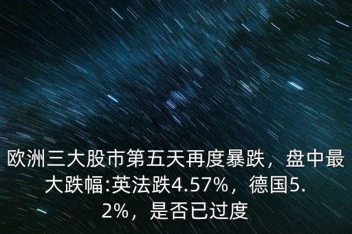 歐洲三大股市第五天再度暴跌，盤中最大跌幅:英法跌4.57%，德國5.2%，是否已過度