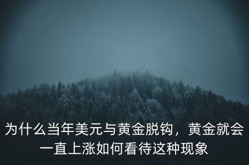 為什么當年美元與黃金脫鉤，黃金就會一直上漲如何看待這種現(xiàn)象